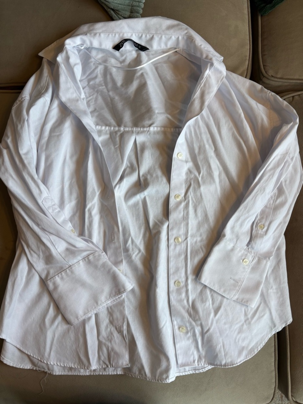 Zara White oversized Button-Up Shirt